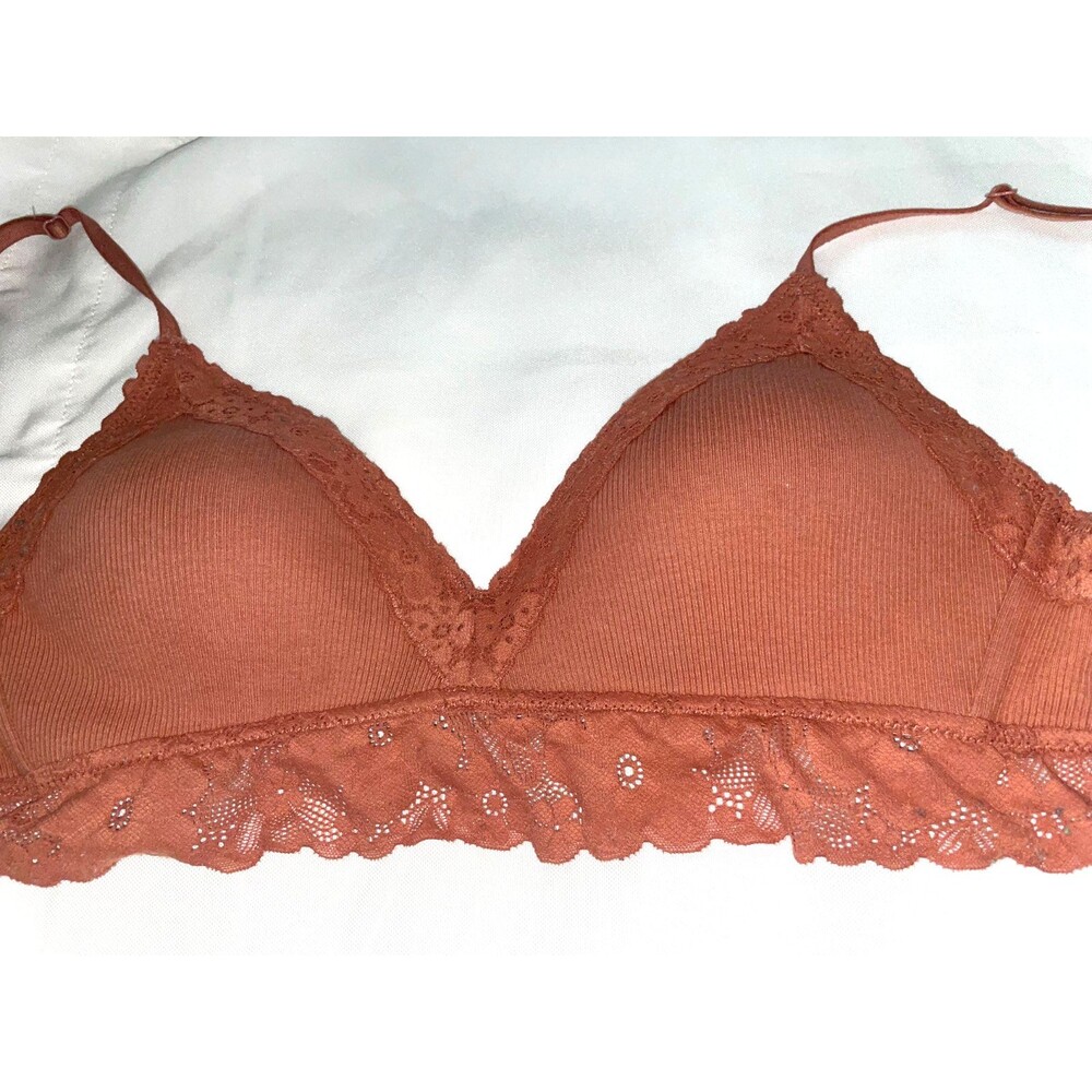 Aerie Bralette Women's Brown Floral Lace V-Neck Padded Bra 34C Brown Bra